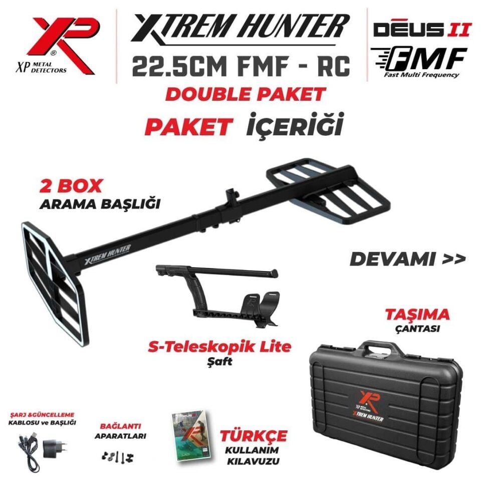 XP Xtrem Hunter Dedektör - DOUBLE PAKET ( KULAKLIKSIZ ) 22FMF-RC-DOUBLE