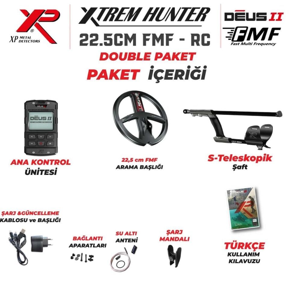 XP Xtrem Hunter Dedektör - DOUBLE PAKET ( KULAKLIKSIZ ) 22FMF-RC-DOUBLE