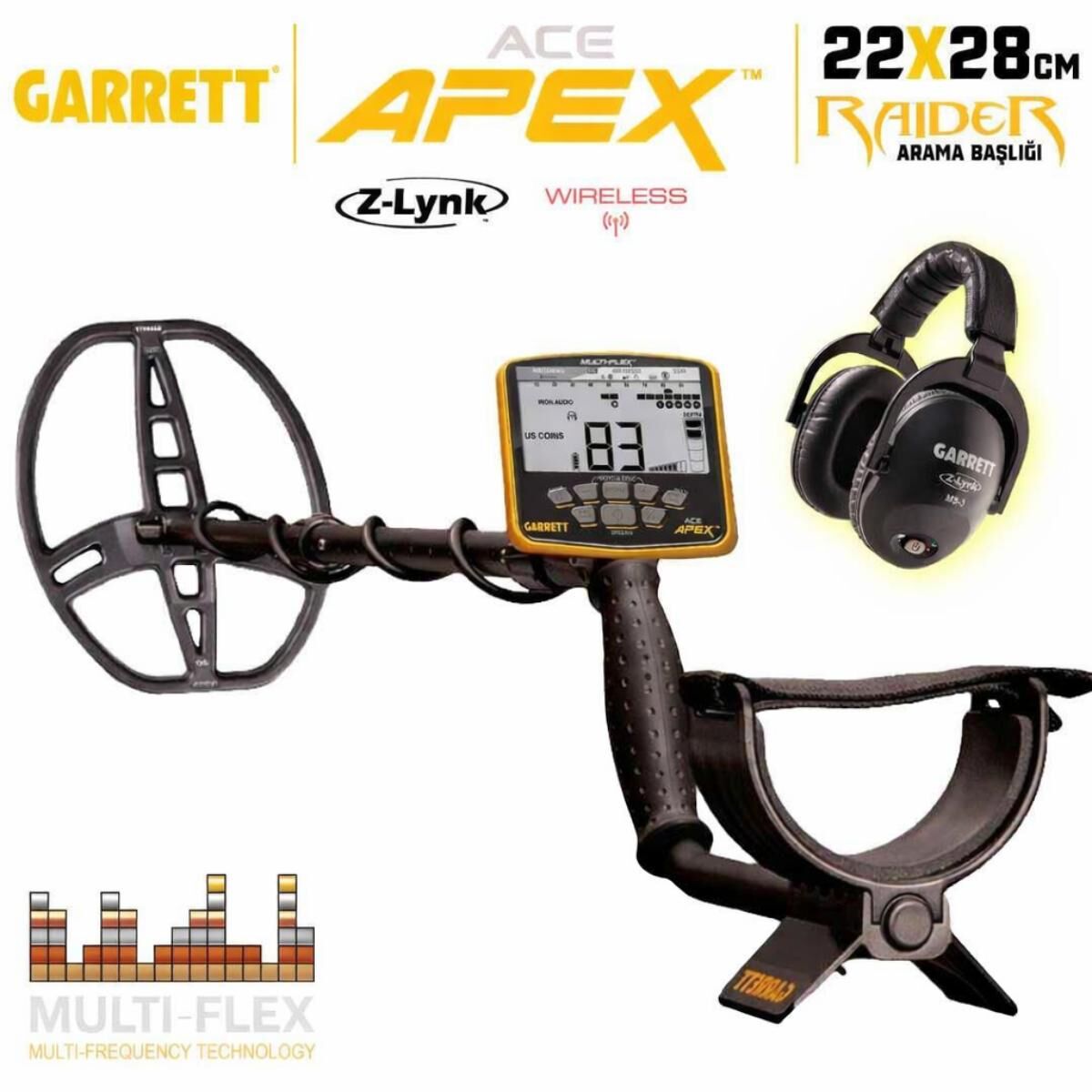 Ace Apex Dedektör Raider Başlıklı (22x28cm) MS-3 Z-LYNK Kablosuz Kulaklıklı