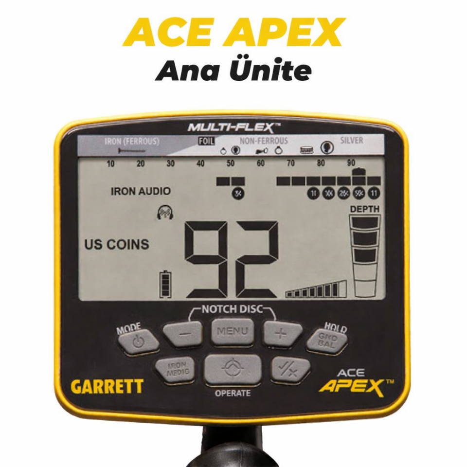 Garrett Ace Apex Dedektör Viper Başlıklı (15x28cm) MS-3 Z-LYNK Kablosuz Kulaklıklı