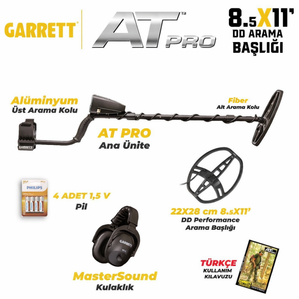 Garrett At Pro Dedektör (8,5x11'' DD Başlıkla)