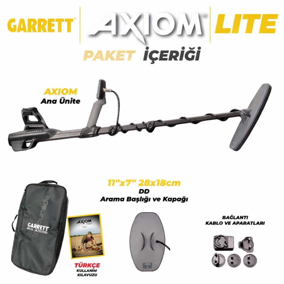 Garrett Axiom Lite Altın Dedektörü 11 inç 28x18 cm MONO Başlıklı