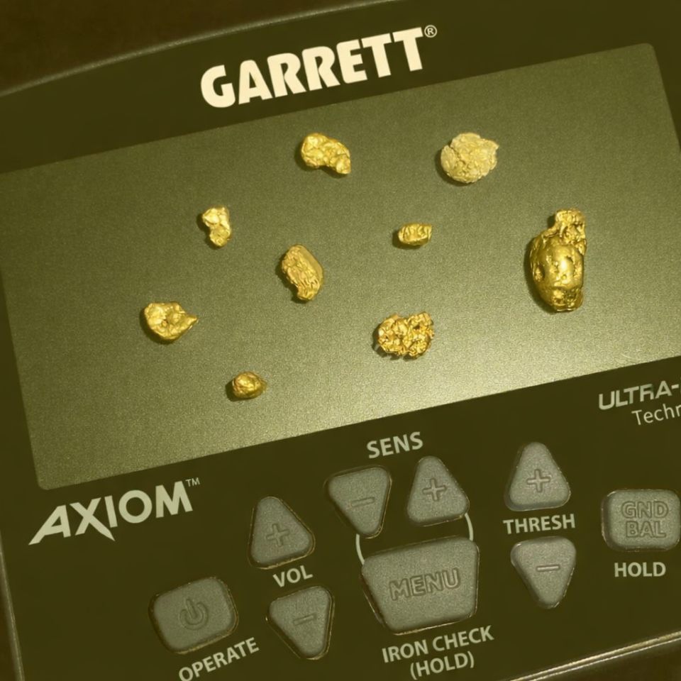 Garrett Axiom Standart Altın Dedektörü 34x28 cm DD, 28x18 cm MONO Başlıklı MS-3 Kablosuz Kulaklık