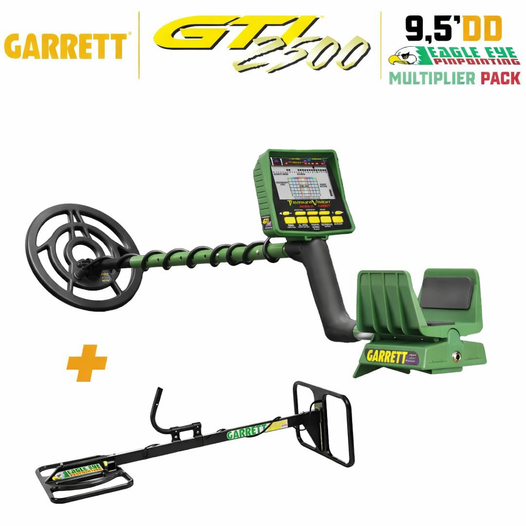 Garrett GTI 2500 Define Dedektörü Treasure Hound Eagle Eye Depth Multiplier Paket (9,5 inch ve EagleEye Başlık)